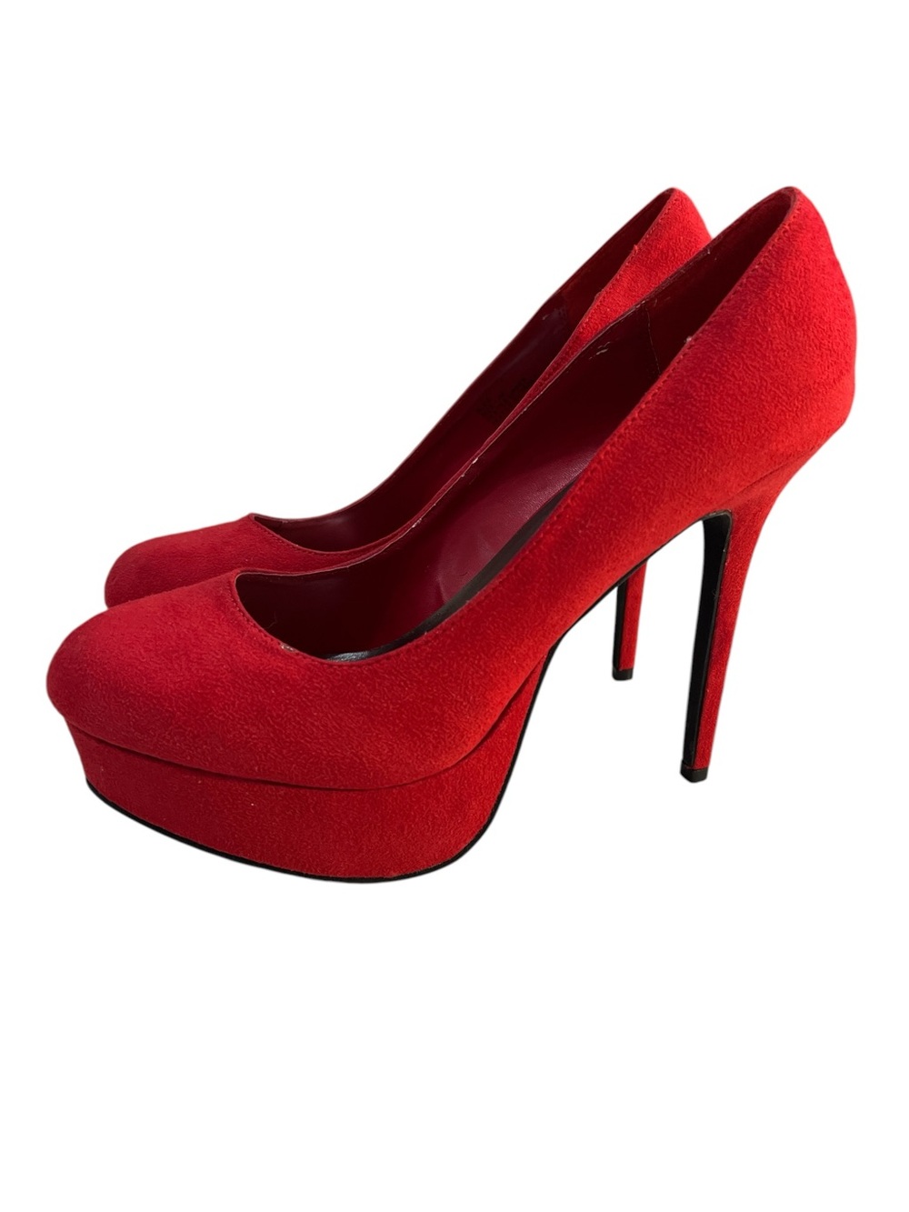 JustFab JustFabulous ALEX Red Faux Suede Platform Stiletto Pumps Womens Size 11M